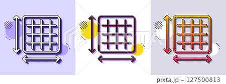 Square area line icon. Halftone dotted pattern. Gradient icon with grain shadow. Room dimension sign. Territory measurement symbol. Line square area icon. Various designs. Vector 127500813