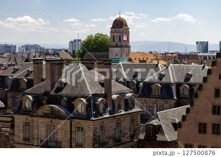 Photo of Strasbourg France with Cathedral and Traditional German Fachwerkhaus Architecture  127500876