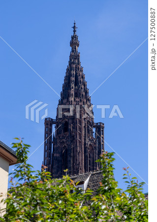 Photo of Strasbourg France with Cathedral and Traditional German Fachwerkhaus Architecture Notre Dame Cathedral 127500887