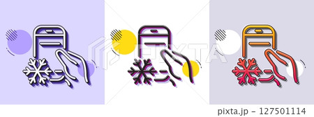Refrigerator app line icon. Halftone dotted pattern. Gradient icon with grain shadow. Fridge mobile application sign. Remote control symbol. Line refrigerator app icon. Various designs. Vector 127501114