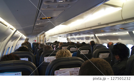 Zurich, Switzerland, April 15, 2015: Cabin View of BAe 146 with Passengers 127501232