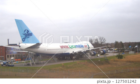 Stockholm, Sweden, December 10, 2015: Converted Boeing 747 Hostel at Stockholm Airport Stockholm, Sweden, December 10, 2015: Converted Boeing 747 Hostel at Stockholm Airport 127501242