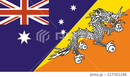 Flag of Australia and Bhutan. Two Flags Together Australian and Bhutan 127501286