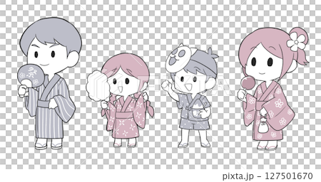 穿著浴衣的男人和女人的插圖 2 127501670