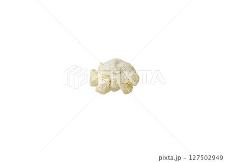 macro popcorn on isolated and white background 127502949