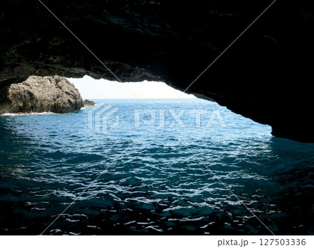 Exploring the Natural Beauty of the Blue Grotto in Montenegro on the Adriatic Sea 127503336