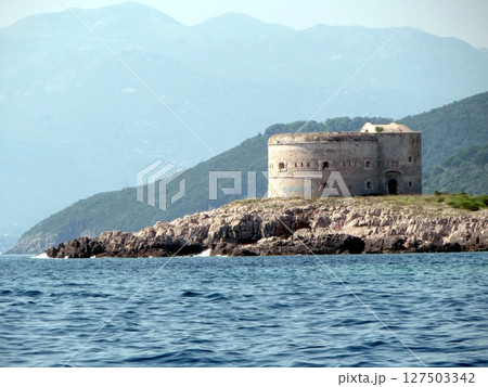 Fort Arza Stands Proudly on the Lustica Peninsula Overlooking the Adriatic Sea in Montenegro 127503342