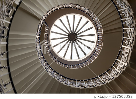 the iconic Tulip Stairs located in the Queen's House, a historic building in Greenwich 127503358