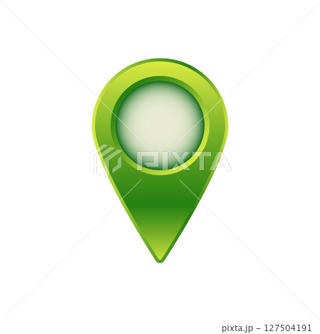 Green map marker icon with gradient shade and rounded center for digital navigation use 127504191