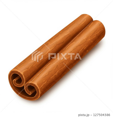 Two Cinnamon Sticks on White Background 127504386