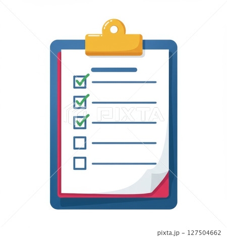 Checklist on a Clipboard: A Blue and Red Illustrated To Do List Checklist on a Clipboard: A Blue and Red Illustrated To Do List 127504662