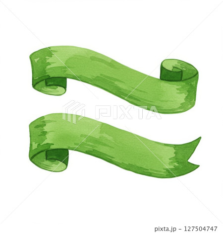 Green Watercolor Ribbon Banners 127504747