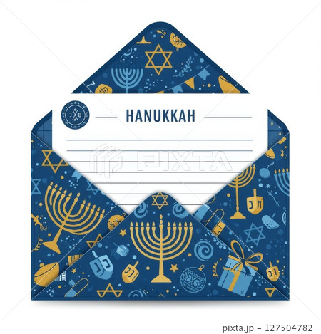 Hanukkah Greeting Envelope with Festive Design 127504782