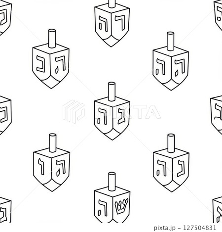 Black and White Dreidel Seamless Pattern 127504831