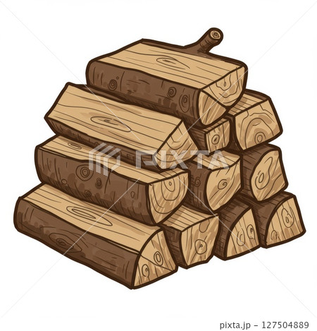 Neat Stack of Brown Firewood Logs 127504889