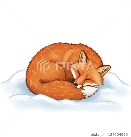 Sleeping Red Fox in the Snow 127504980