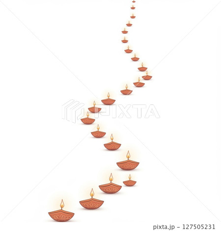 Illuminated Path of Diwali Lamps 127505231