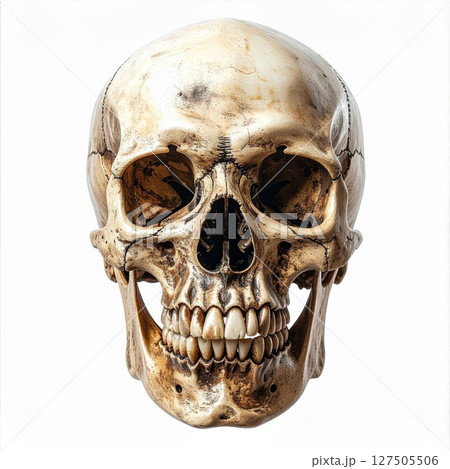 Detailed Human Skull on White Background Detailed Human Skull on White Background 127505506