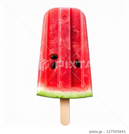 Red Watermelon Popsicle on White Background Red Watermelon Popsicle on White Background 127505641