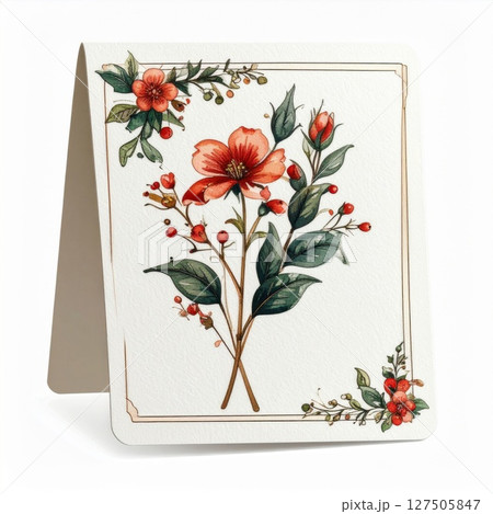 Elegant Red And Orange Flowers Botanical Illustration Elegant Red And Orange Flowers Botanical Illustration 127505847