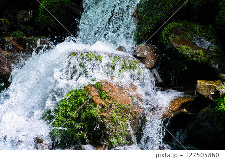 【水飛沫】渓流の水飛沫【長野県】 【水飛沫】渓流の水飛沫【長野県】 127505860
