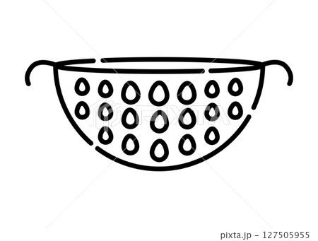 Colander, sieve black and white vector line illustration Colander, sieve black and white vector line illustration 127505955