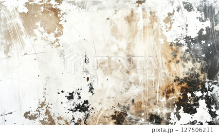 Abstract Grunge Texture with White Brown Black Paint 127506211