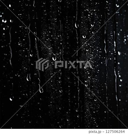 Rain Drops on Dark Window at Night 127506264