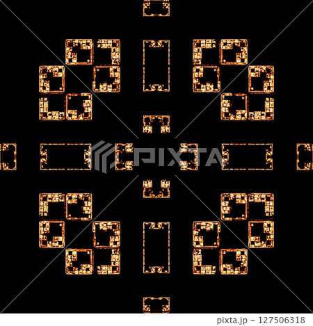Gold Geometric Pattern on Black Background 127506318