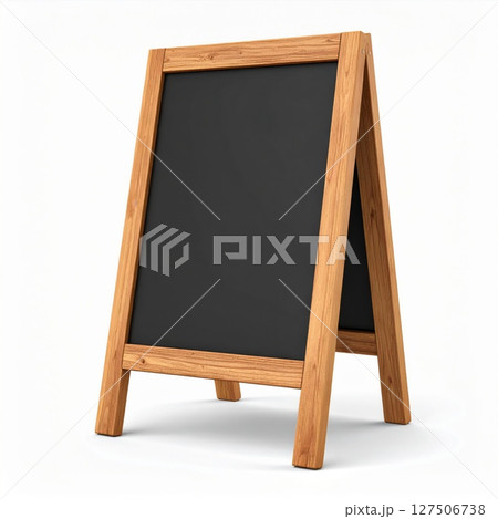 Blank A-Frame Chalkboard Sign with Wooden Frame 127506738