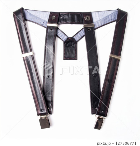 Black and Brown Leather Suspenders with Metal Clips Black and Brown Leather Suspenders with Metal Clips 127506771