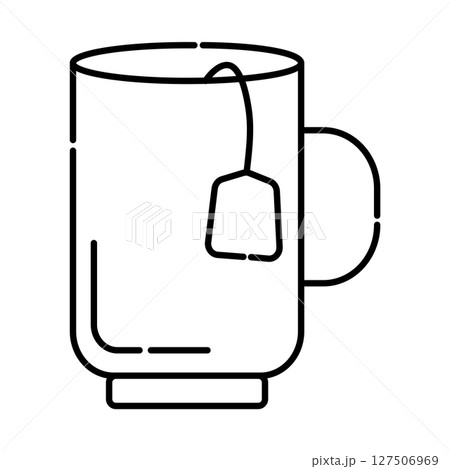 Cup of tea black and white vector line illustration Cup of tea black and white vector line illustration 127506969