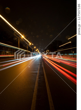 Night City Street Traffic Lights Blur Motion 127507186
