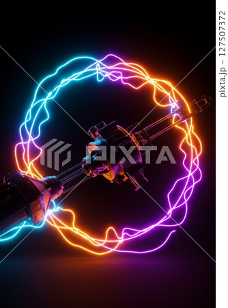 Abstract Futuristic Neon Lights in Dark Background 127507372