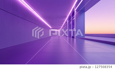 Futuristic outdoor exterior architect purple cement wall perspective building 127508354