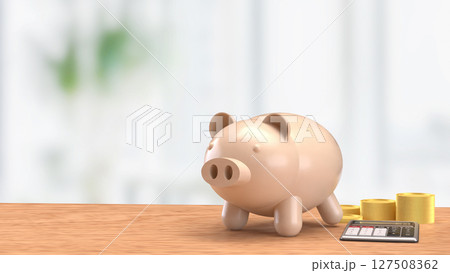 The Piggy bank and coins for earn or Business concept 3d Rendering. The Piggy bank and coins for earn or Business concept 3d Rendering. 127508362