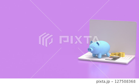 The Piggy bank and coins for earn or Business concept 3d Rendering. 127508368