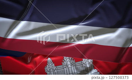 The Thailand and Cambodia flag for Background concept 3d Rendering. The Thailand and Cambodia flag for Background concept 3d Rendering. 127508373