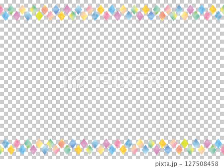 White background decorated with watercolor colorful diamond shapes on top and bottom - horizontal White background decorated with watercolor colorful diamond shapes on top and bottom - horizontal 127508458