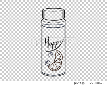 Cute My Bottle (Happy) Watercolor style line drawing 127508679