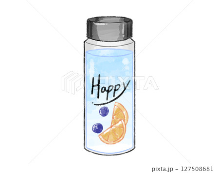 かわいいマイボトル（Happy）水彩風 127508681