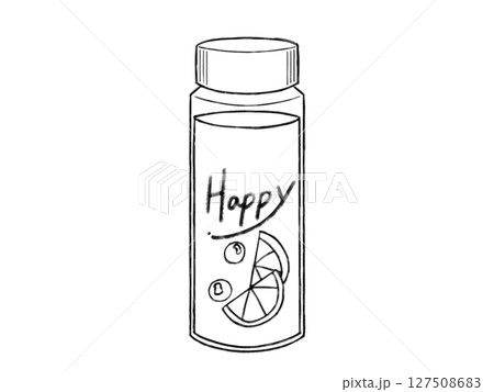 かわいいマイボトル（Happy）クレヨン風線画 127508683