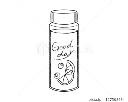 かわいいマイボトル（Goodday）クレヨン風線画 127508684