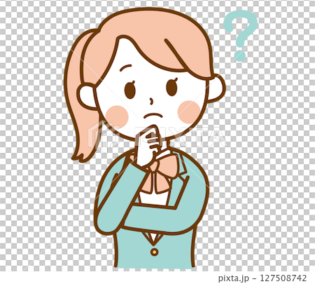 疑問を浮かべるブレザー制服の学生の女の子のイラスト素材 疑問を浮かべるブレザー制服の学生の女の子のイラスト素材 127508742
