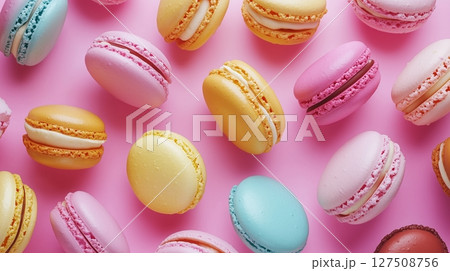 Macaroon pattern snack colorful fruity pastel color flavor 127508756