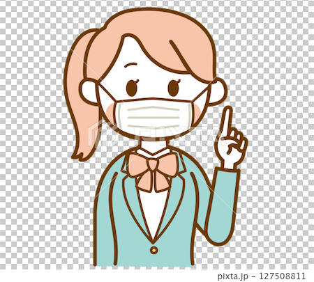 身穿西裝制服、戴著口罩的女學生插畫素材 身穿西裝制服、戴著口罩的女學生插畫素材 127508811