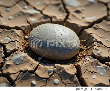 Stone on Cracked Earth, Drought Concept 127508886