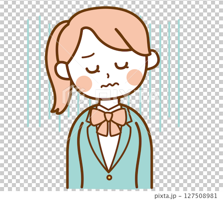 身穿西裝制服的失望和沮喪的女學生的插圖素材 身穿西裝制服的失望和沮喪的女學生的插圖素材 127508981
