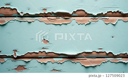 Peeling Blue Paint on Wood Background Texture 127509023