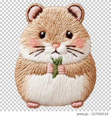 ニンジンを持つハムスターの刺繍ワッペン 127509129